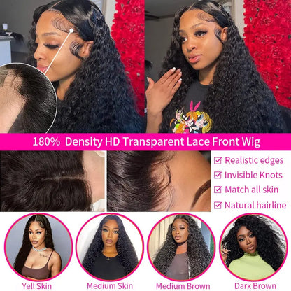 30 34 Inch Loose Deep Wave Frontal Wigs For Women
