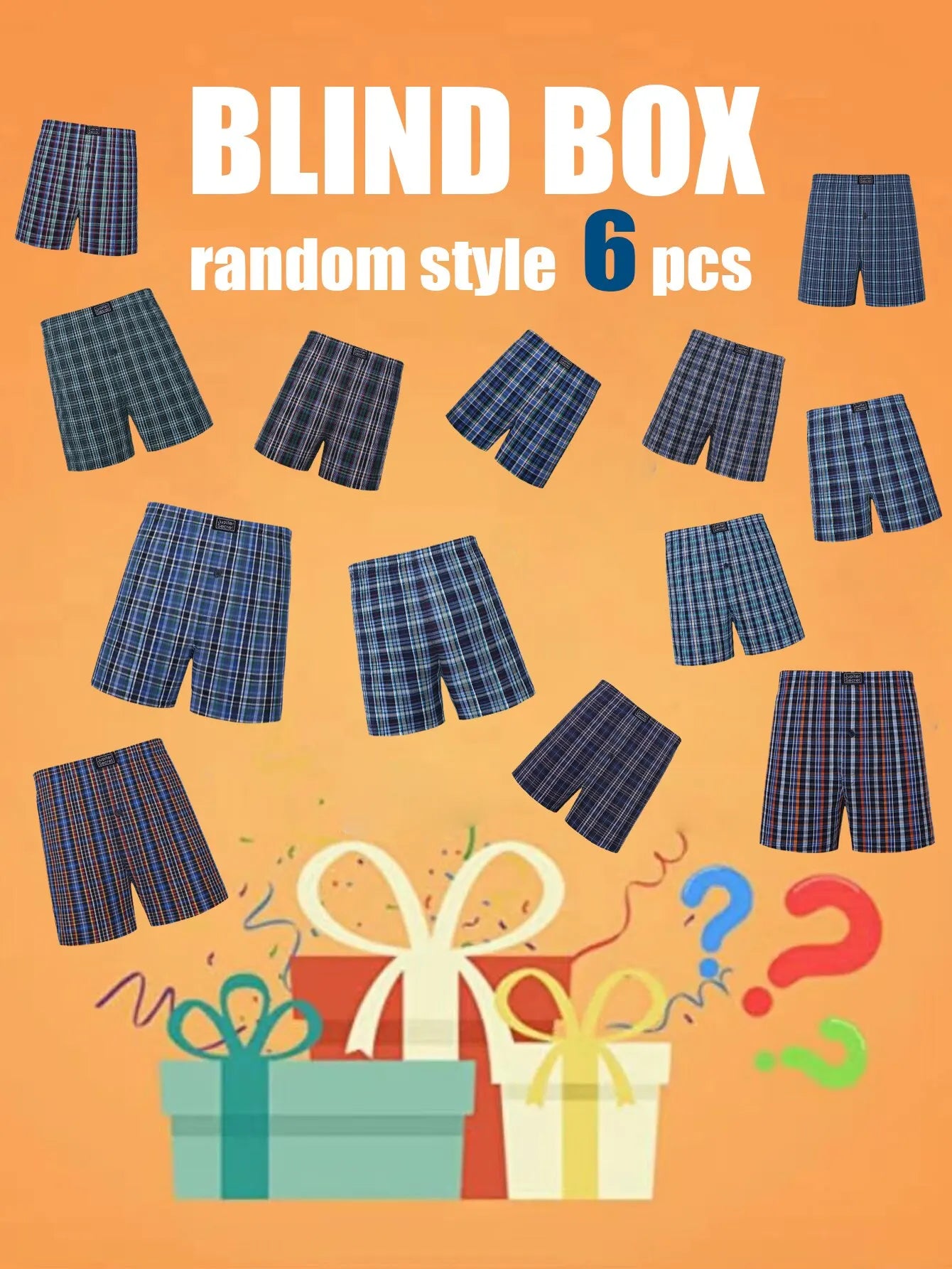 JupiterSecret 6 Pcs Men's Woven Boxer Shorts, Elastic Waistband Random Color