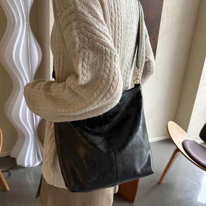 Wide Geometric Strap Shoulder Bag Large Capacity Crossbody Bags For Women,Retro Pu Leather Women's Bag For Shopping & Travel