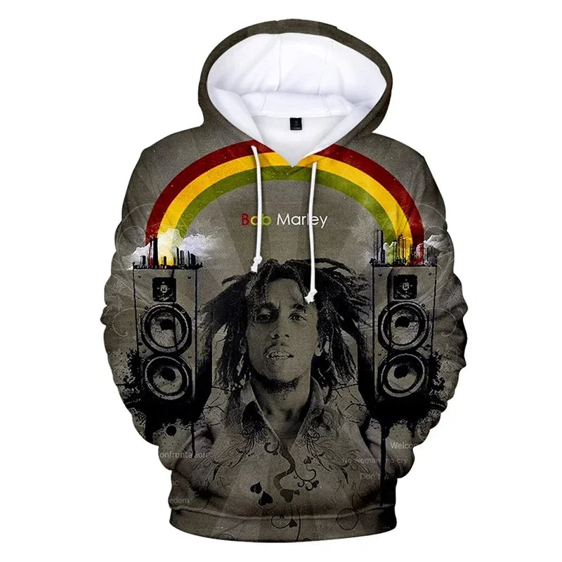 2024 Men's Pullover Bob Marley Personality Printed