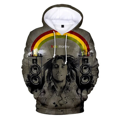 2024 Men's Pullover Bob Marley Personality Printed