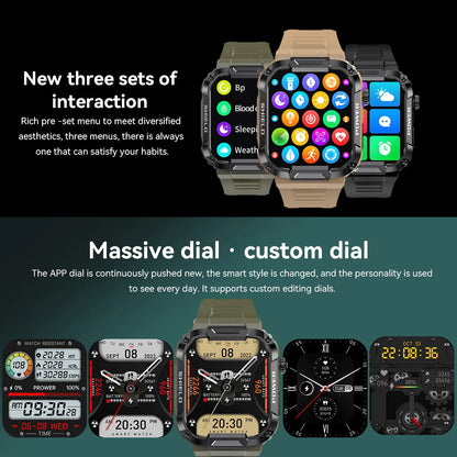 Men Smart Watch Military Healthy Monitor AI Voice Bluetooth