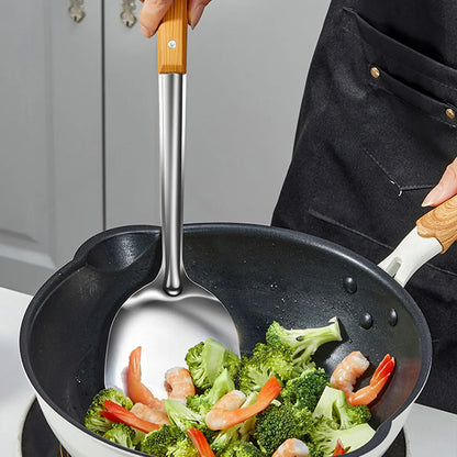 WORTHBUY Stainless Steel Turners Soup Ladles Cooking Tools Spatula Colander With Plastic Handle Home Kitchen Utensils Set