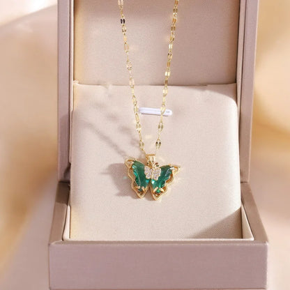 New Trendy Colorful Butterfly Pendant Necklace