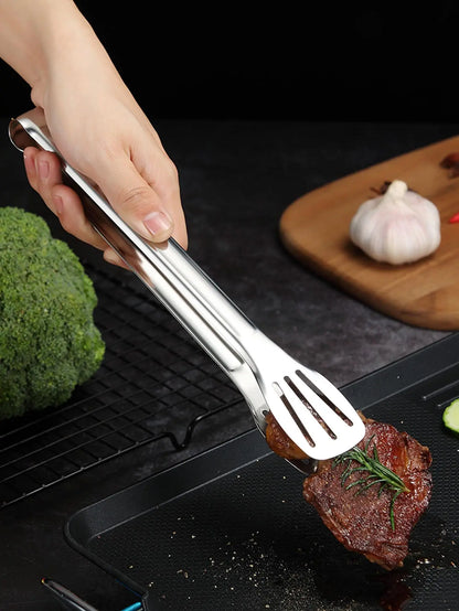 WORTHBUY Multifunctional Steak BBQ Tongs Stainless Steel Grill Tongs  Pancake Fried Pizza Bread Kitchen Tool