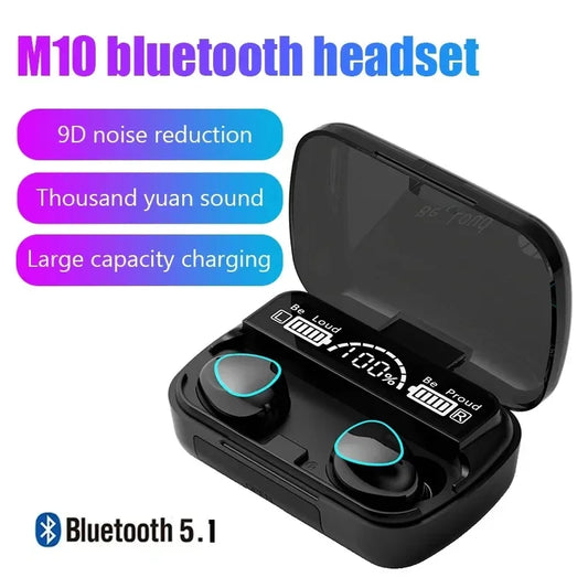 2024 TWS M10 Wireless Bluetooth Earbuds 3200mAh Charger