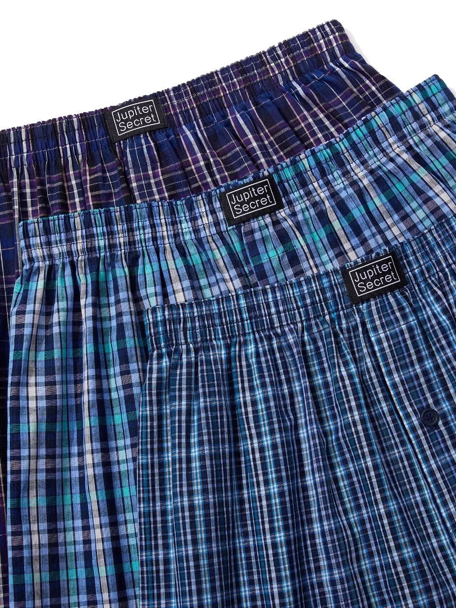 JupiterSecret 6 Pcs Men's Woven Boxer Shorts, Elastic Waistband Random Color