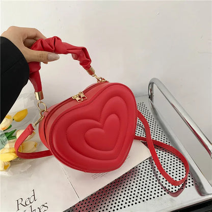 Fashion Love Heartmen Solid Pu Leather Top Handle Bag