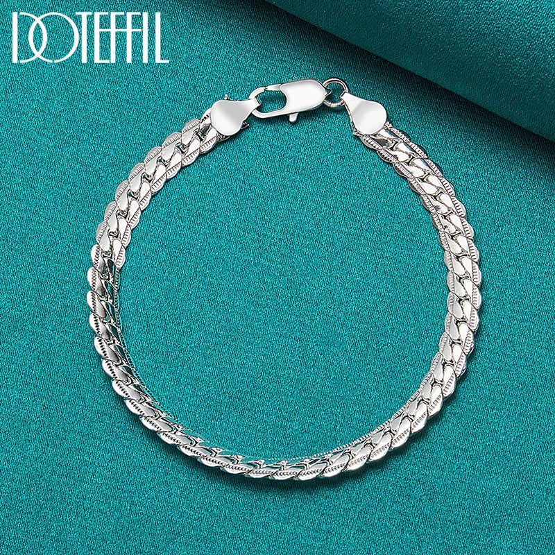 DOTEFFIL Silver Color Bracelet 6mm 18/19/20cm