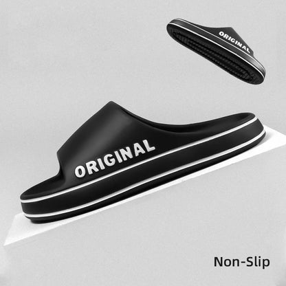 Men Thick Sole Summer Beach Slides a Light Letter Shoe