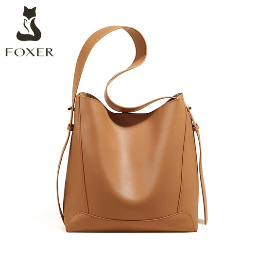 FOXER 2024 Classic Split Leather Shoulder Cross Lady Fashion WomEN